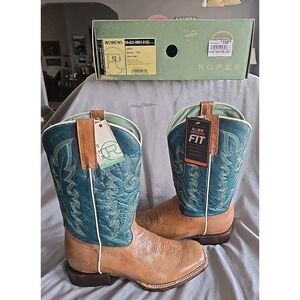 Roper‎ Women's Black Friday Maeve Cowgirl Boot Tan Leather Embroidered Size 10 C